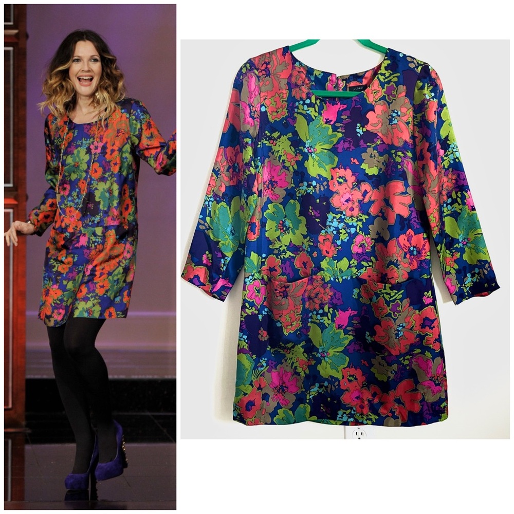 J. Crew Jules Ashbury Silk Floral Mini Shift Dress in Blue Multi Size 2 EUC